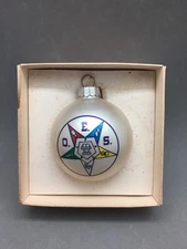 Order of The Eastern Star Masonic Christmas Ornament Blown Glass Ball 2.5" Vtg