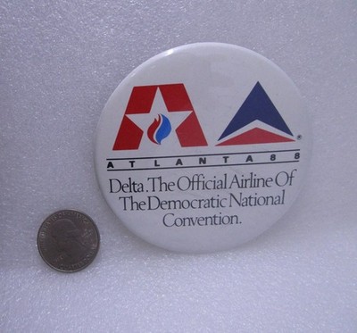 1988 Delta Official Airline Of The Democratic National Convention Button Pin