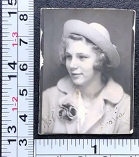 Young Woman Photobooth Photo Booth Vintage BW Photo Snapshot #1