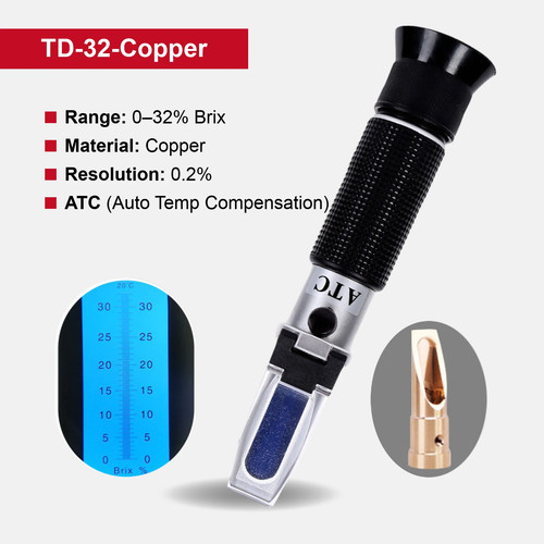 ATC Rifrattometro Portatile Brix Meter 0-10% 32% 80% 90% Frutta Zucchero Tester - Foto 26 di 38