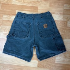 vintage 90  s carhartt b24 htg sandstone carpenter shorts in hunter green size 32