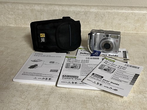 Canon PowerShot A540 6.0MP Silver Digital Camera 4x Optical, SD card & Case +