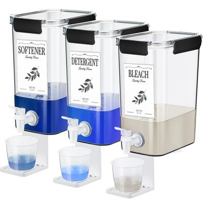Soaoo 3 Set 87 oz Liquid Laundry Detergent Dispenser with Faucet and Cup Hold...