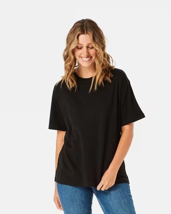 Short Sleeve Black Oversize Boyfriend Tee T-Shirt Top Size 18