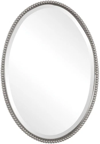 Elegant  Sherise 22" x 32" Brushed Nickel Oval Wall Mirror - Picture 1 of 4