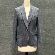 Veronica Beard Blazer Womens 8 Blue Tweed Gold Button Jacket Boucle USA Tailored