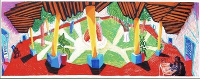 David Hockney Hotel Acatlan zwei Wochen später kleines Poster
