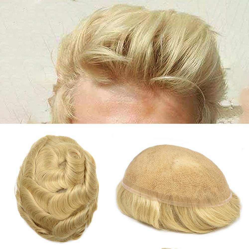 Peluca para hombre Toupee sistema de cabello de encaje francés para reemplazo de cabello de hombre