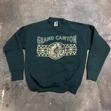 90s Vintage Grand Canyon Fruit of The Loom Sweatshirt Green Aztec Tribal Size M