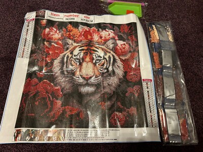 Diamond Painting - Tiger   Köpfe - Yin und Yang - Vollbild 30 x 30 cm
