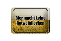 Blechschild Spruch 18X12 Cm Bier Keine Rotweinflecken Deko Schild