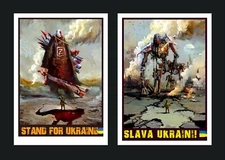 Set of 2 Postcards + Envelope Stand for Ukraine Slava Ukraini Digital Painting