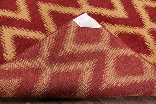 Hand Knotted Geometric Red/Orange Modern Trellis Oriental Area Rug Wool 8'x10' - Picture 10 of 12