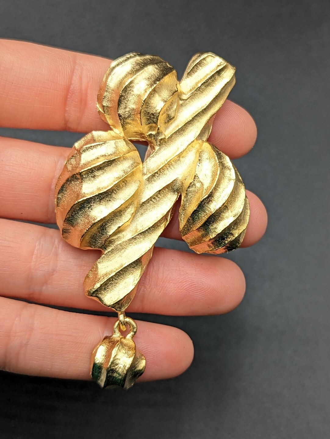 GIVENCHY Signed Statement Textured Gold Tone Dang… - image 9