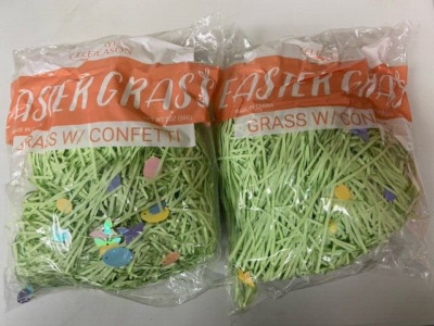 Easter Basket Grass with Confetti, Light Green - 2 pack