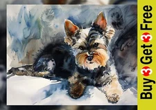 Yorkshire Terrier Dog 5"x7" Print on Matte Paper | Cute Watercolor Pet Portrait