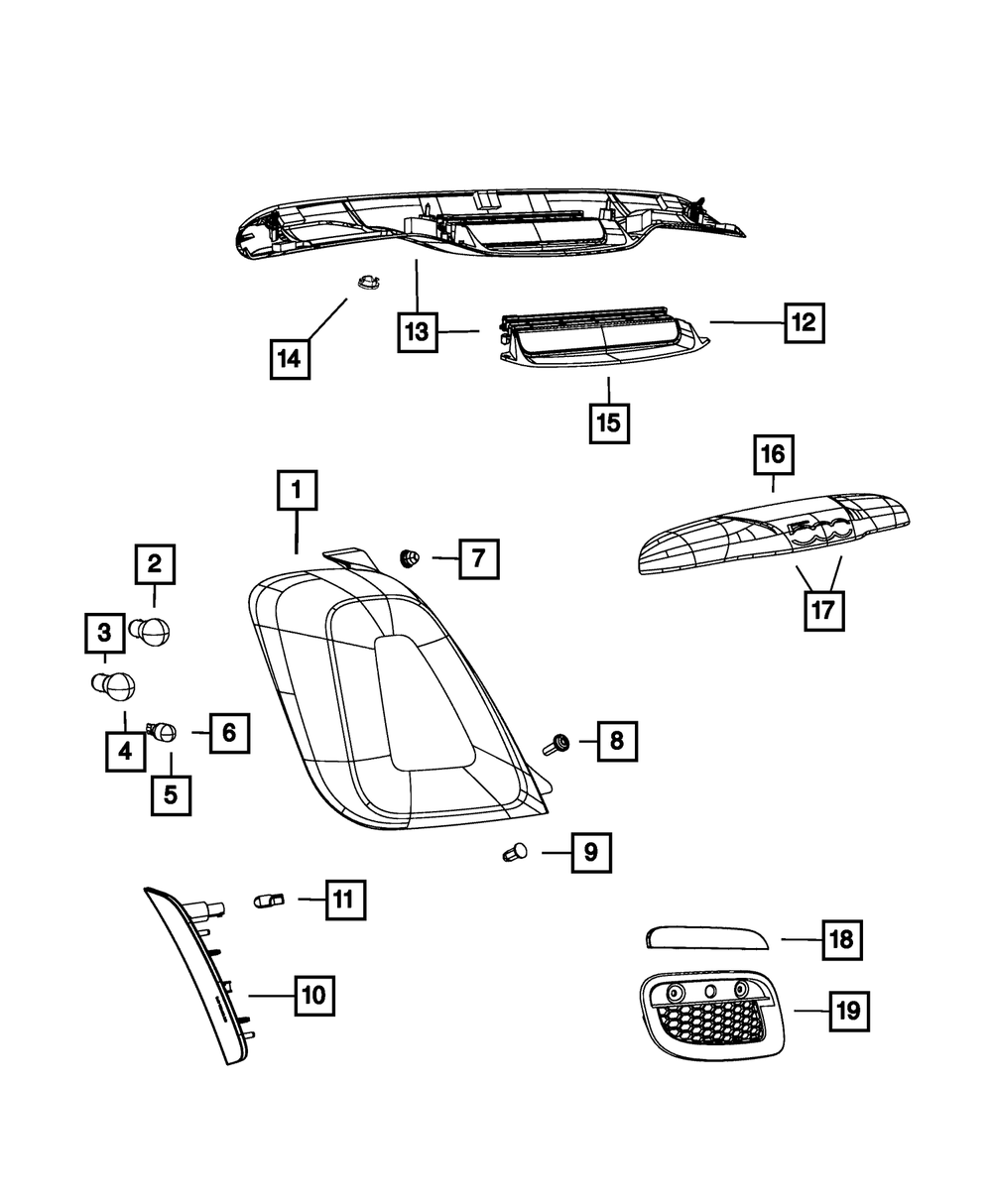 Genuine Mopar Left Tail Light Assembly 68111147AA