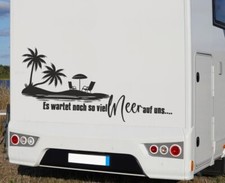Wohnmobil Aufkleber Auto WOMO Camping so viel Meer Strand Beach Urlaub Palme 36