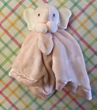 Carters Elephant Cuddle Lovey Plush Security Blanket Satin Trim Pink Dots 68345