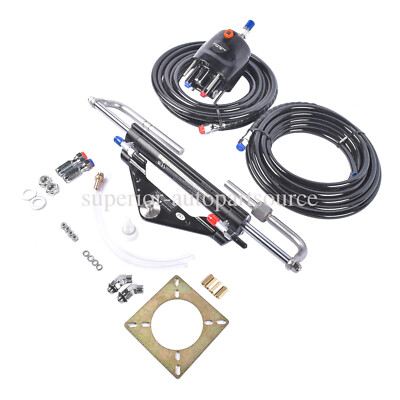 Hydraulic Outboard Steering System Kit 150HP 2x26ft Hose for Single-Engine Boats