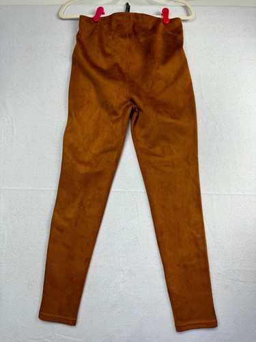 Simply Vera Vera Wang Legging Pants High Rise Pleat Lines Faux Suede Brown S - Picture 11 of 13