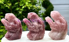 Wholesale Lot 3 PCs Natural Strawberry Quartz Dinosaur Healing Energy Crystal