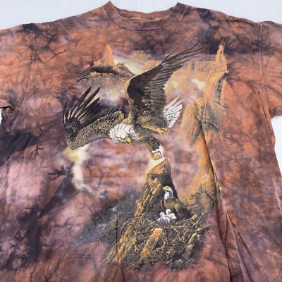 vintage 90s EAGLE NEST CANYON SUNSET TIE-DYE THE MOUNTAIN T-Shirt LARGE nature