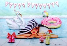 Papyrus Bella Pilar Glitter Make A Splash Pool Collector Birthday Greeting Card