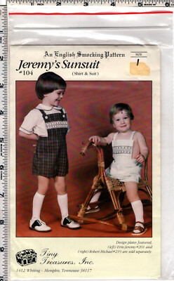 ''Jeremy's Sunsuit'' Tiny Treasures English Smocking Sewing Pattern # 104 Size 1