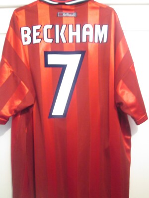 England 1997-1999 Beckham 7 Auswärts Fußball Trikot Größe Extra Large /45048