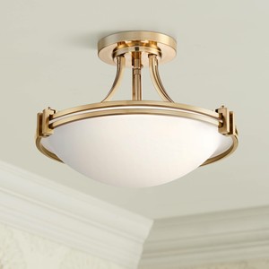 Modern Ceiling Light Semi Flush Mount Fixture Art Deco Brass 16