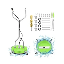 20" Pressure Washer Surface Cleaner with 4 Wheels - Coated Green Dual Handle ...