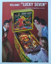  Lucky Seven Pinball FLYER Original 1978 Flipper Game Retro Vintage Art Promo