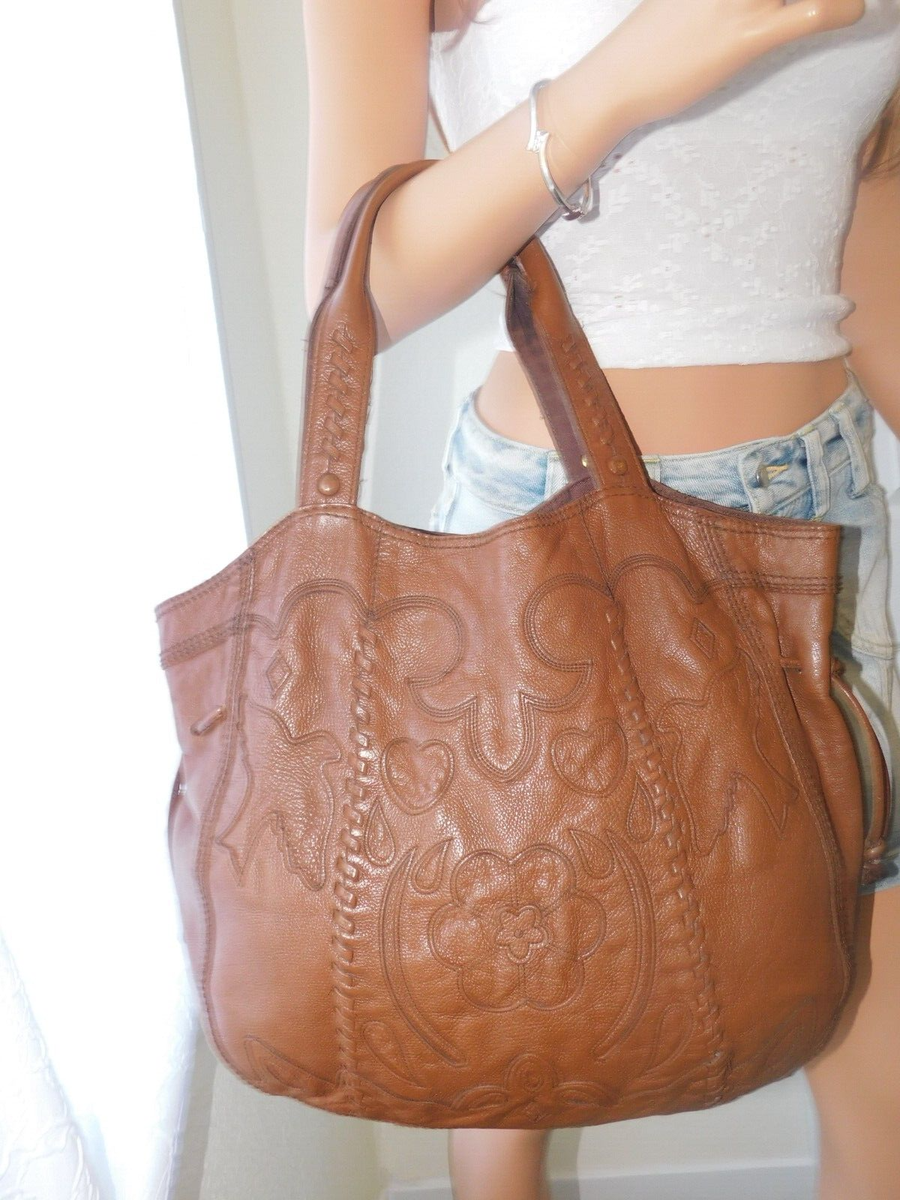 🍀 Lucky Brand DOVE & FLOWER Patchwork Tote Shoulderbag Leather