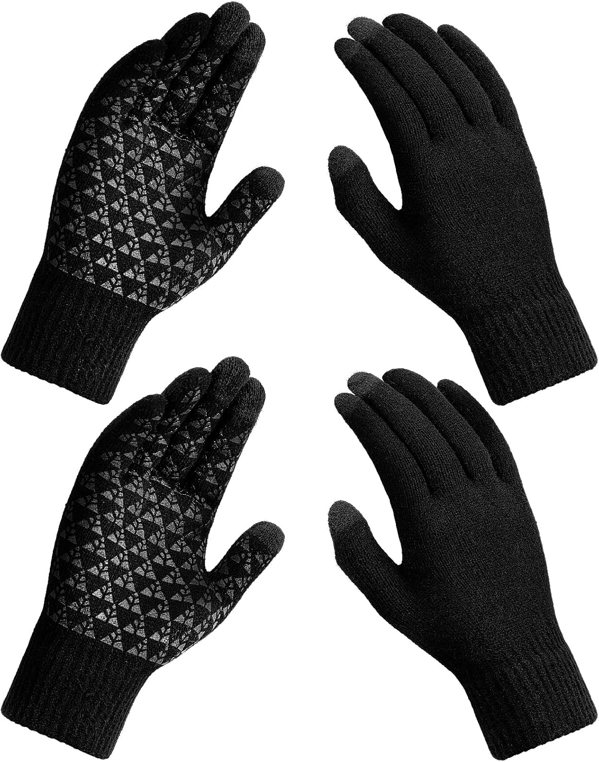 Winter Gloves for Men Women 2 Pairs - Upgraded Touchscreen Knit Gloves for Runni-image