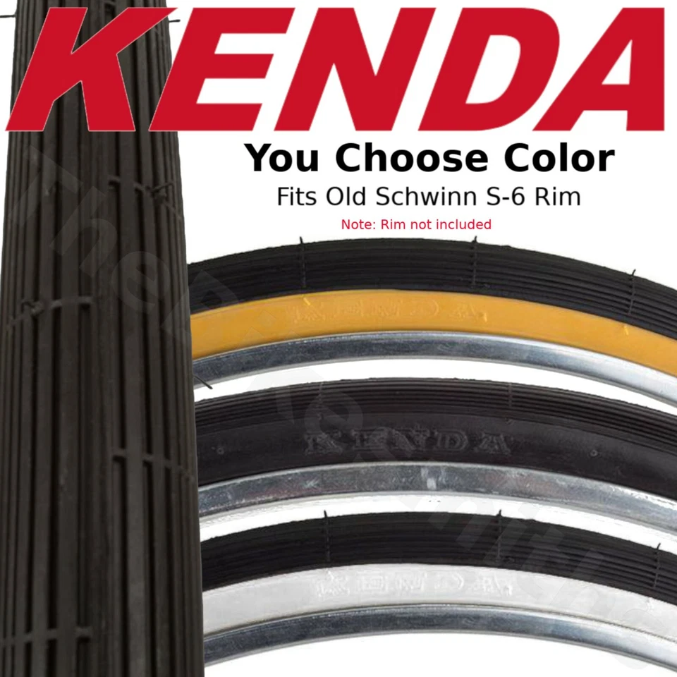 Kenda K23 26 x 1-3/8 x 1-1/4" Bike Tire ISO 37-597 Schwinn S6 Black Gum or White