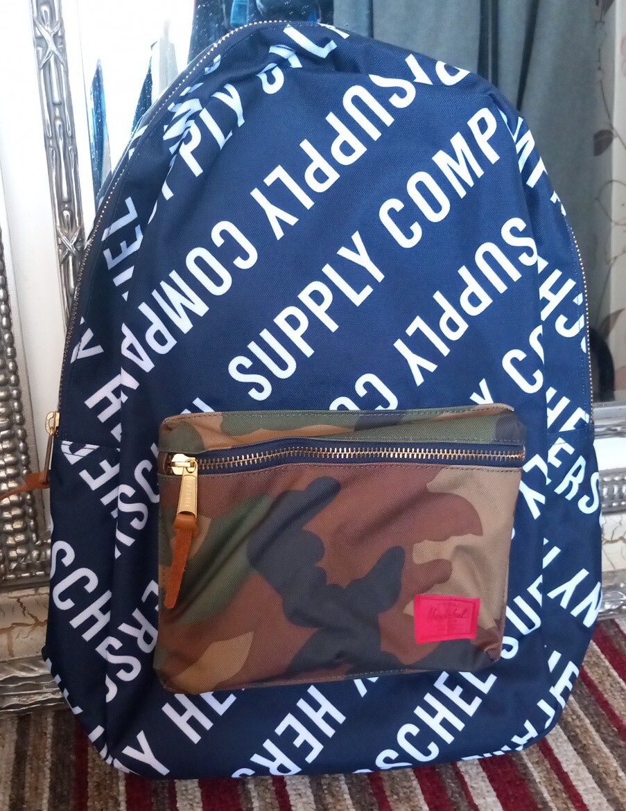 New HERSCHEL Men's Smart Graphic Camo Work School Leather Zip Laptop  Backpack