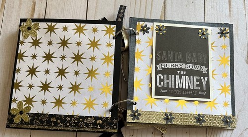 6x6 Christmas Scrapbook Premade Junk Journal Black & Gold - Picture 7 of 10