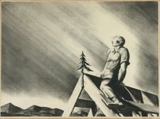 Roof Tree Rockwell Kent 1928 WPA Era Print from Original Lithograph