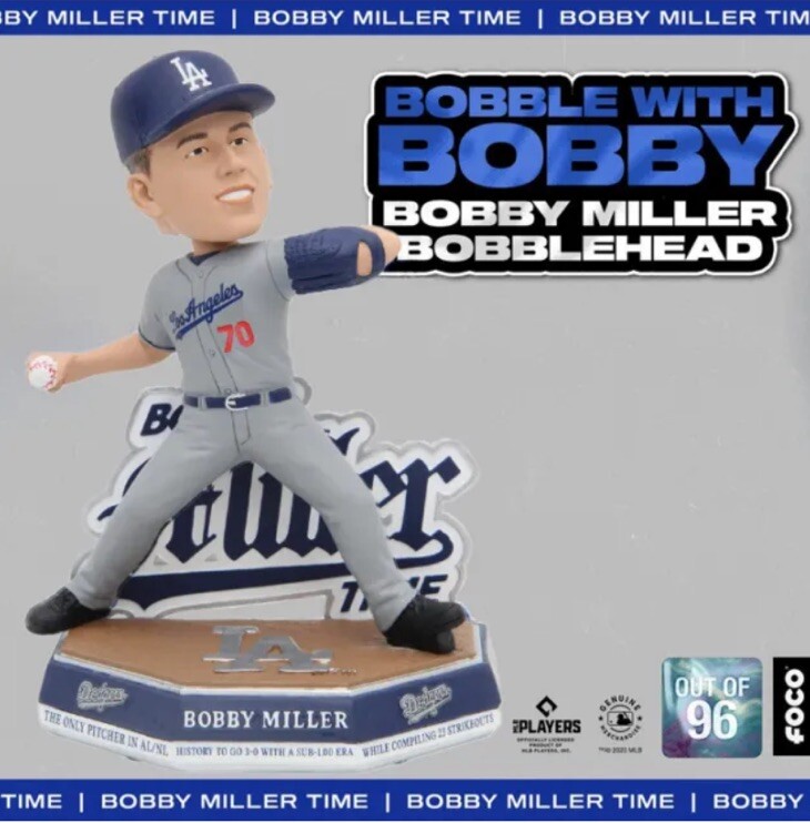 ドジャース　BOBBY MILLER ⚾️ 2024 Bobby Miller LA Dodgers Panini-Donruss Laser