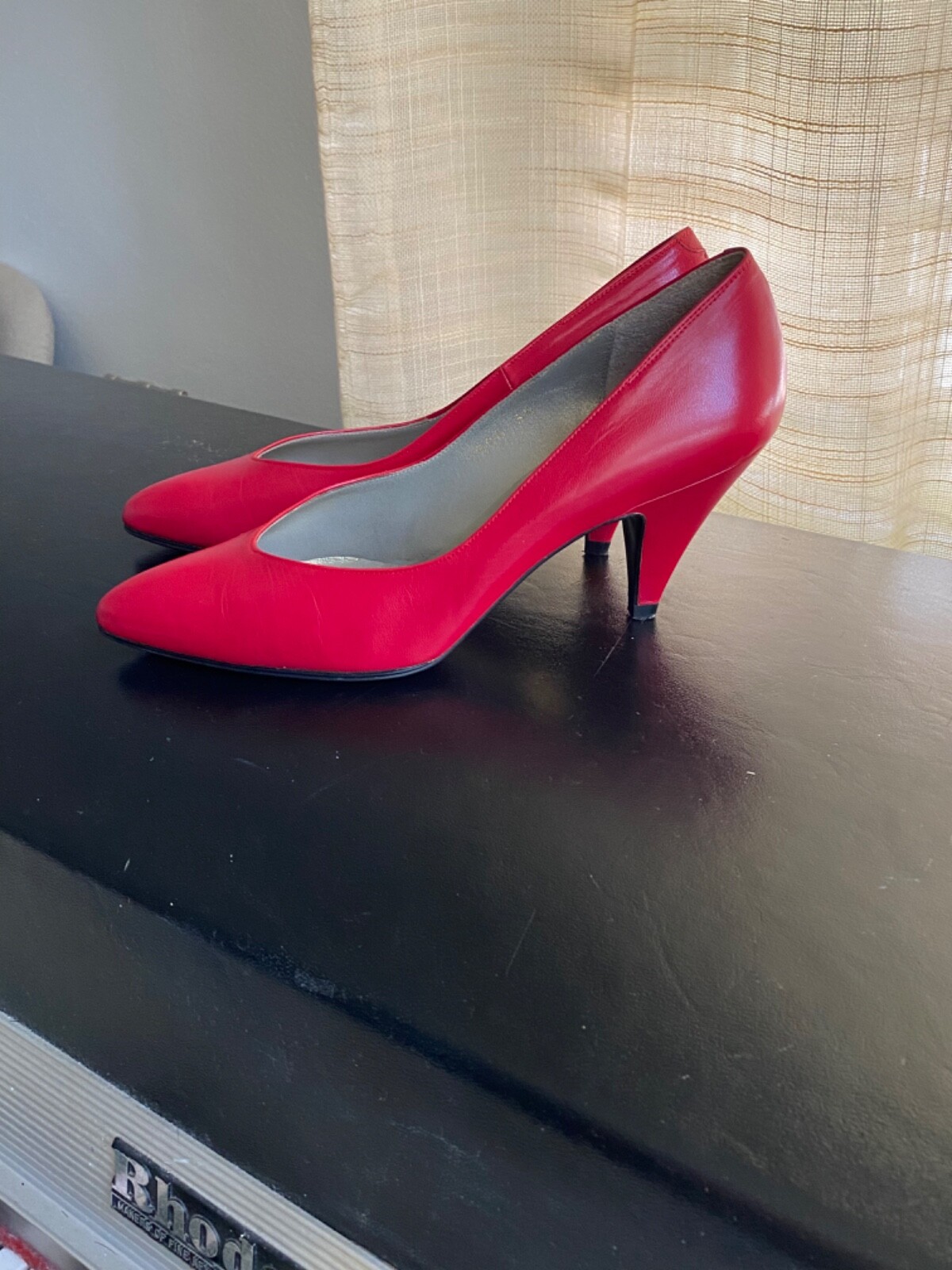 YSL Yves Saint Laurent decolte in pelle rossa tacco 35 5 sandali slip on slides mules