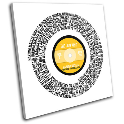Lion King Hakuna Matata Lyrics Movie Record Vinyl Canvas Wall Art Picture Print