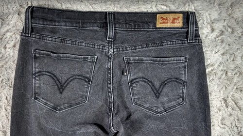 LEVI'S Black Gray Texture Wash Denim Skinny Jeans Pants, Sz 7M W28 L32 - Picture 8 of 10
