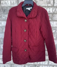 Geoffrey Beene Sport Womens Red Coat Size Medium Lined Buttons Missing Belt