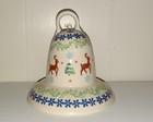 Large Polish Pottery Christmas Reindeer Deer and Pine Tree Bell Snowflake — photo 2
