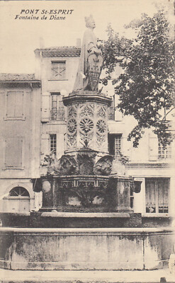 Antique postcard GARD PONT-SAINT-ESPRIT fountain of Diana written