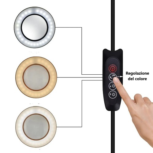 lampada con lente ingrandimento da tavolo con 60 luci LED 5 diottrie e 3 colori - Foto 9 di 17