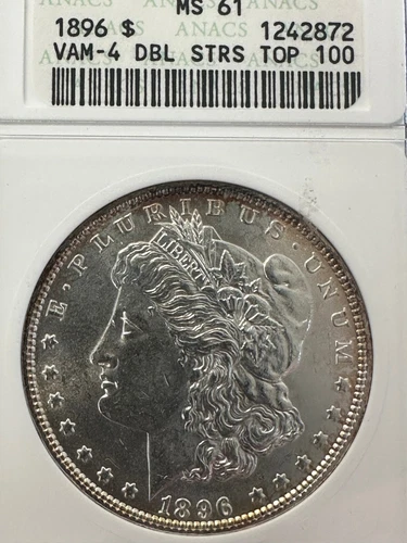 1896 Morgan Silver Dollar Vam4 Dbl Stars  ANACS MS61