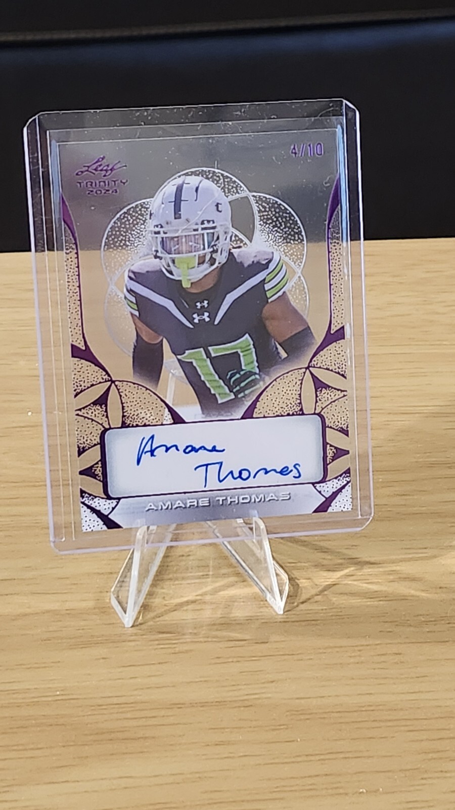 2024 Leaf Trinity Clear Autograph Amare Thomas #CA-AT1 Purple /10 AU RC