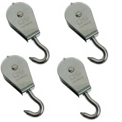 2'' Stainless Steel Lifting Swivel Hook Block Used for 3/8'' Wire Rope 4 Pcs